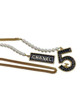 Chanel No5 Pearl Necklace Long Plated